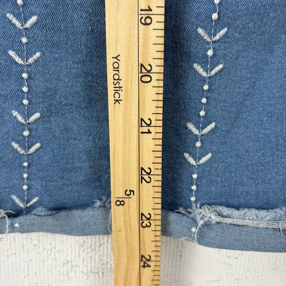 Polagram Blue Embroidered Denim Midi Skirt Elastic Tie Waist 28in VTG 90s look - Picture 10 of 10